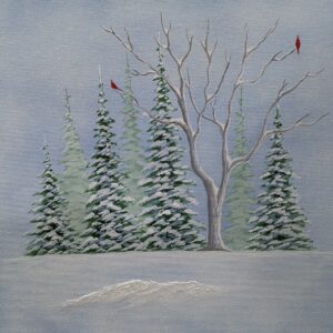 Paint Winter Tree Landscape on Canvas