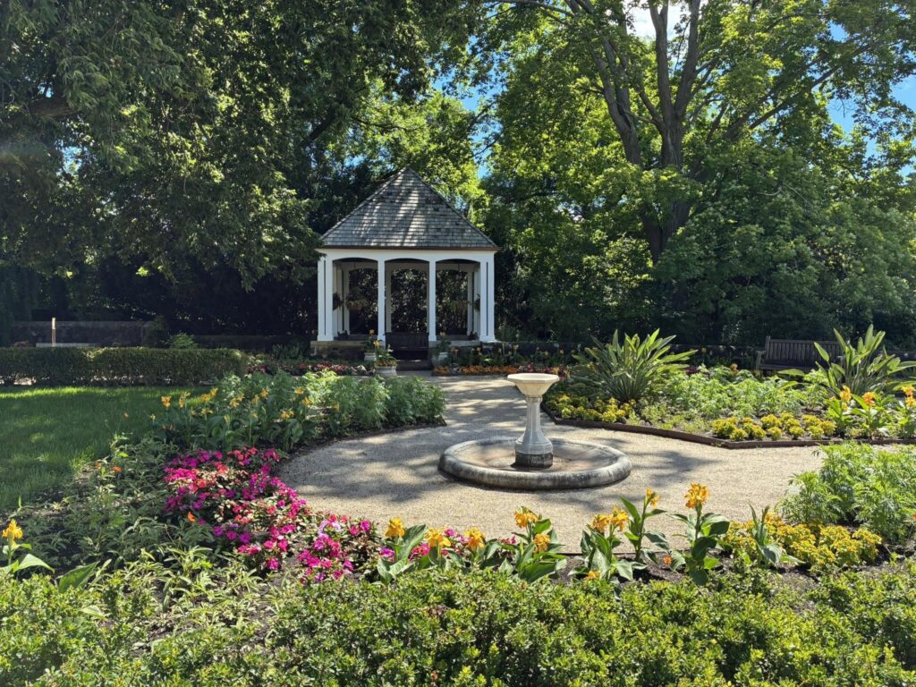 A photo of the gazebo in the annual garden at Boerner Botanical Gardens.